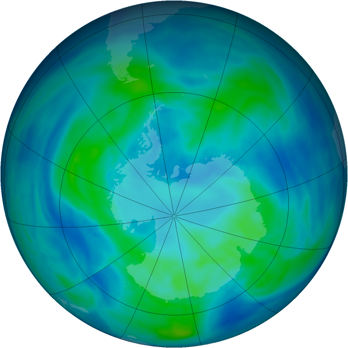 Antarctic ozone map for 04 April 2006